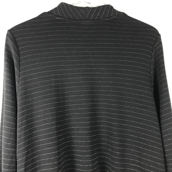 J. Jill Wearever Silver Metallic Stripe Open Front Longline Cardigan Sweater - Picture 5 of 9